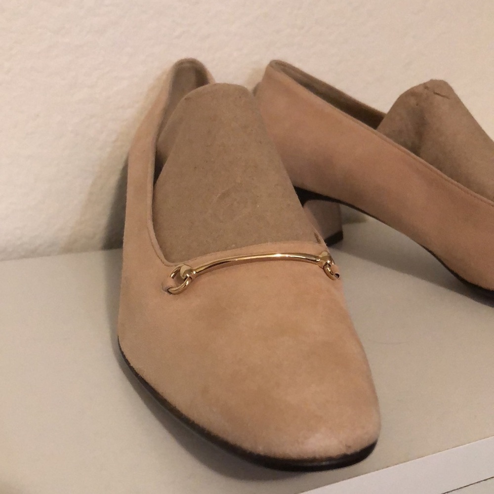 (NWOT) Gucci Vintage Suede Horse Bit Taupe Pink Mid-Heel Pointed Heels | 38C - Picture 4 of 16
